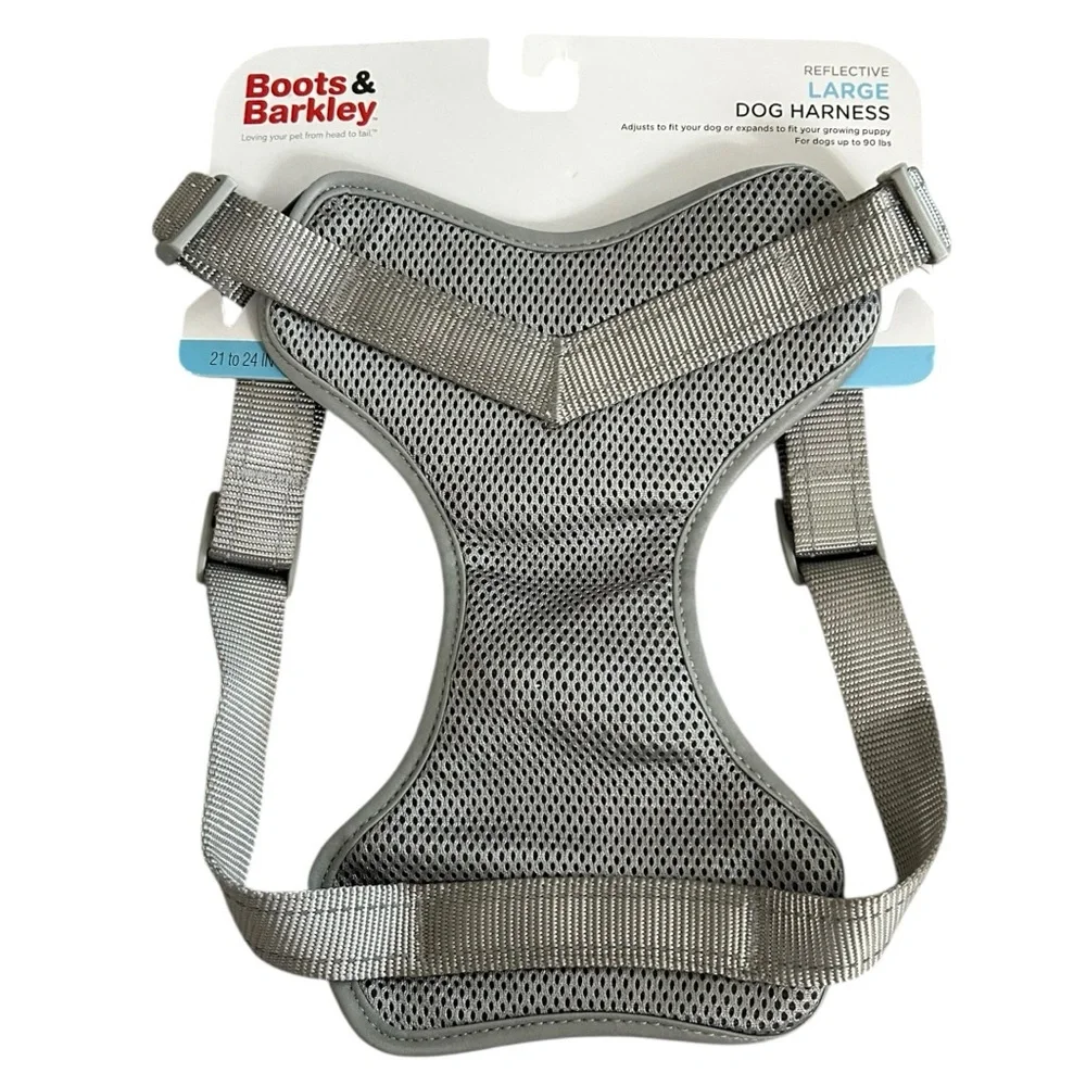 Boots & Barkley Reflective Dog Harness Large Gray Adjustable Up to 90 Ibs NWT